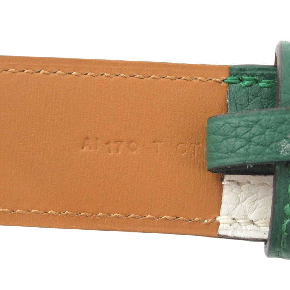 Hermes Etriviere Leather Bicolor Green White Silver Belt
