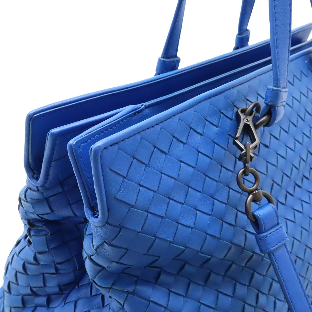 Bottega Veneta 2-Way Tote Shoulder Bag Leather Blue