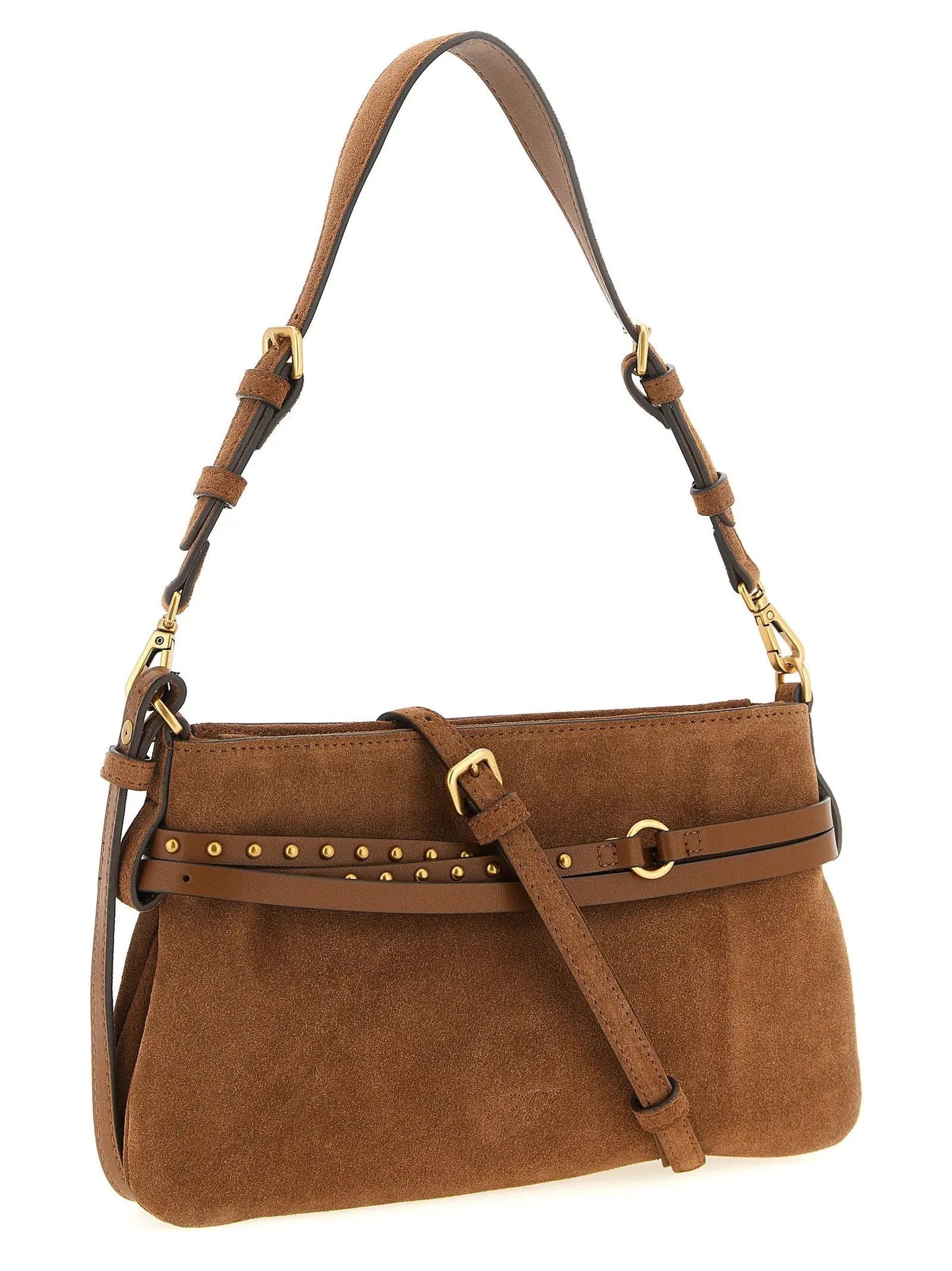 PINKO Brown Lamb Leather Shoulder Bag