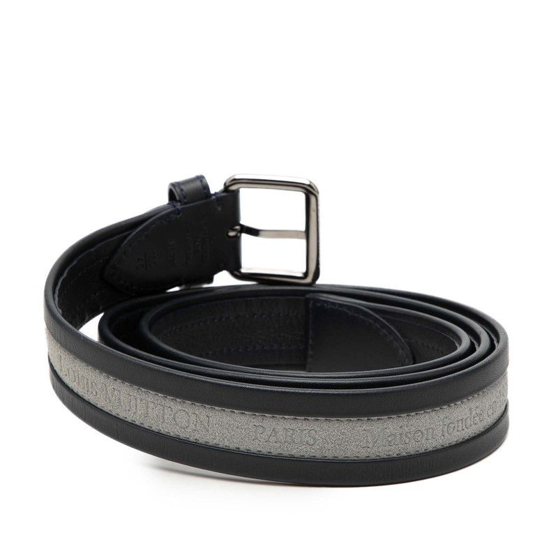 Louis Vuitton 100 40 Navy Gray Leather Suede Belt