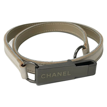 Chanel Belt Beige Silver Leather