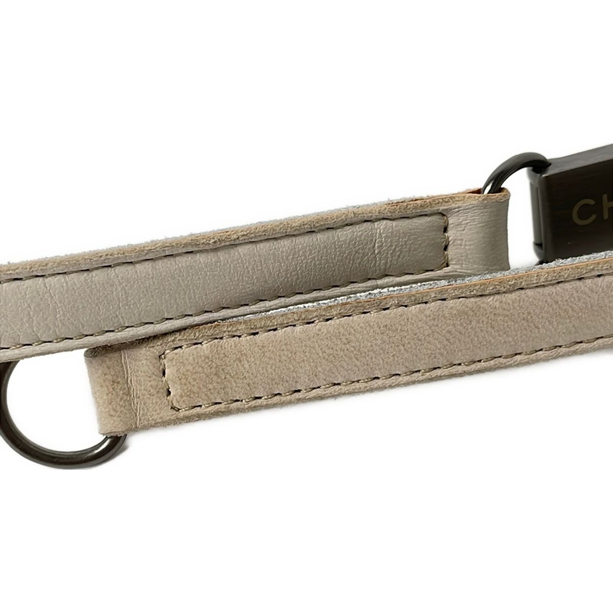 Chanel Belt Beige Silver Leather