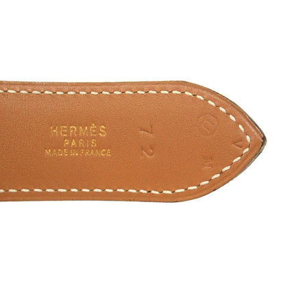 Hermes Horse Buckle Belt Courchevel Leather Vintage 72 Brown