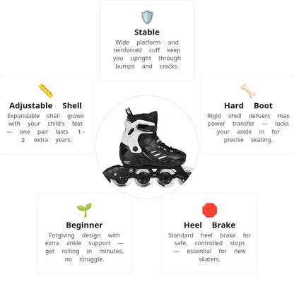 🔥🔥🔥Powerslide Khaan SQD Black Kids Skates