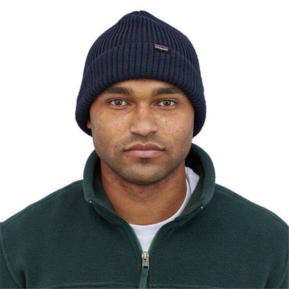 Patagonia Fisherman's Rolled Beanie Hat Cap Cappellino in 70% lana riciclata Black Nero